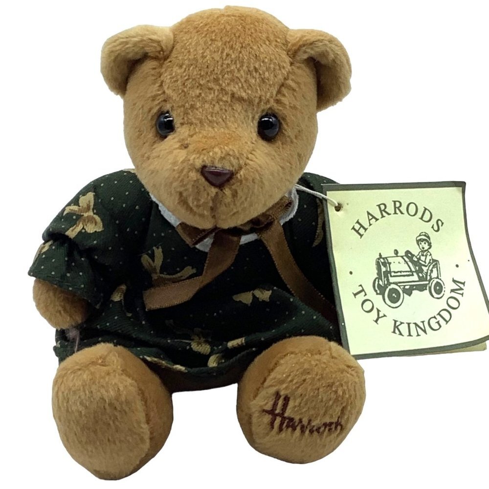 Harrod's Knightsbridge Teddy Bear Plush Stuffed Animal 5.5" Holiday Green‎ Dress